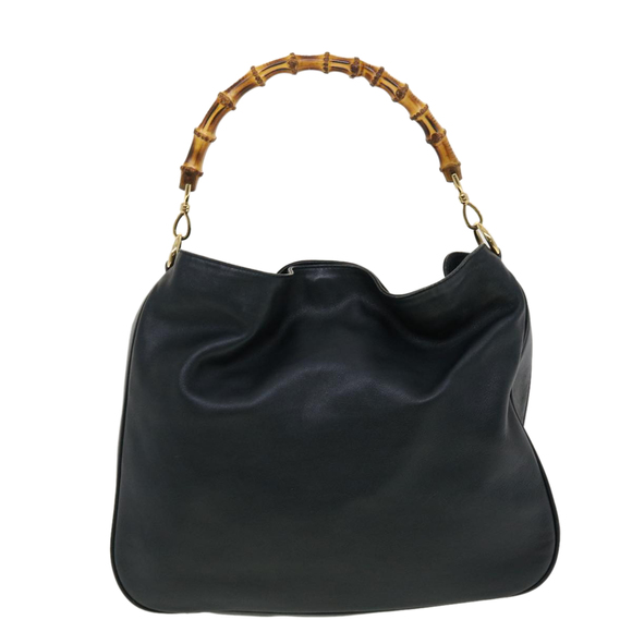 GUCCI Bamboo Hand Bag Leather 2way Navy 001.7265.1577 Auth yk6678B - Picture 2 of 16